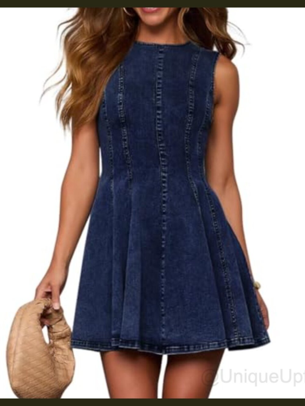 Sleeveless Denim Babydoll Tank Dress Slim Fit A-Line Mini Summer Dress
